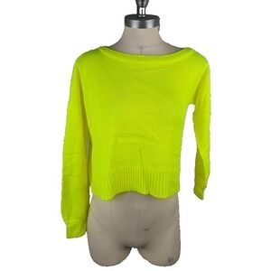 Bar Iii Off-the-Shoulder Sweater Neon Yellow Long Sleeve Size XS